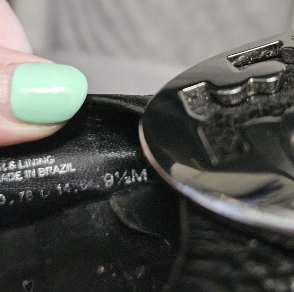 Tory Burch Black Wedges Peep Toe with Silver Logo Size 9.5 - Picture 10 of 10